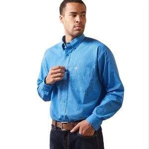 Ariat Lloyd Men's Blue Diamond Print Turquoise Western Punchy Button-Up Shirt